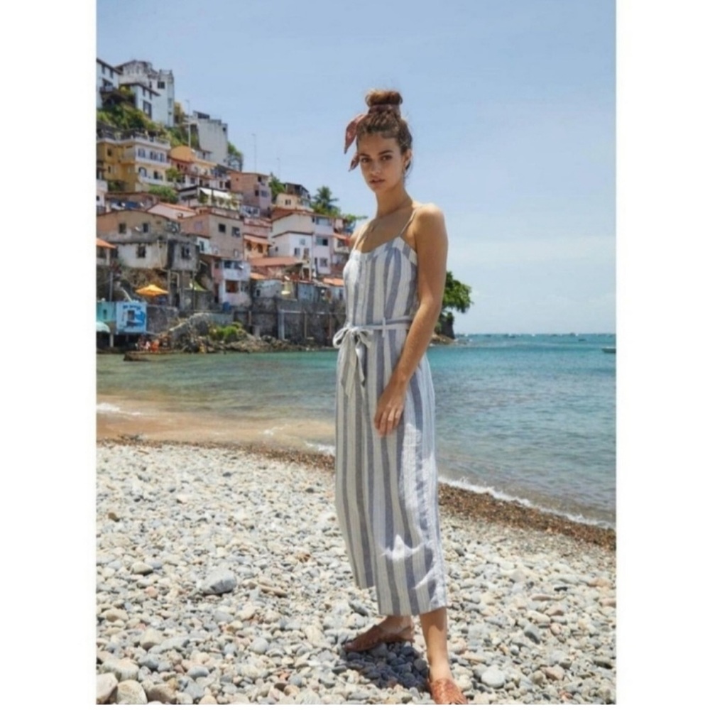 Rails Jumpsuit Womens Large Kyra Grey Striped Pantsuit Size L